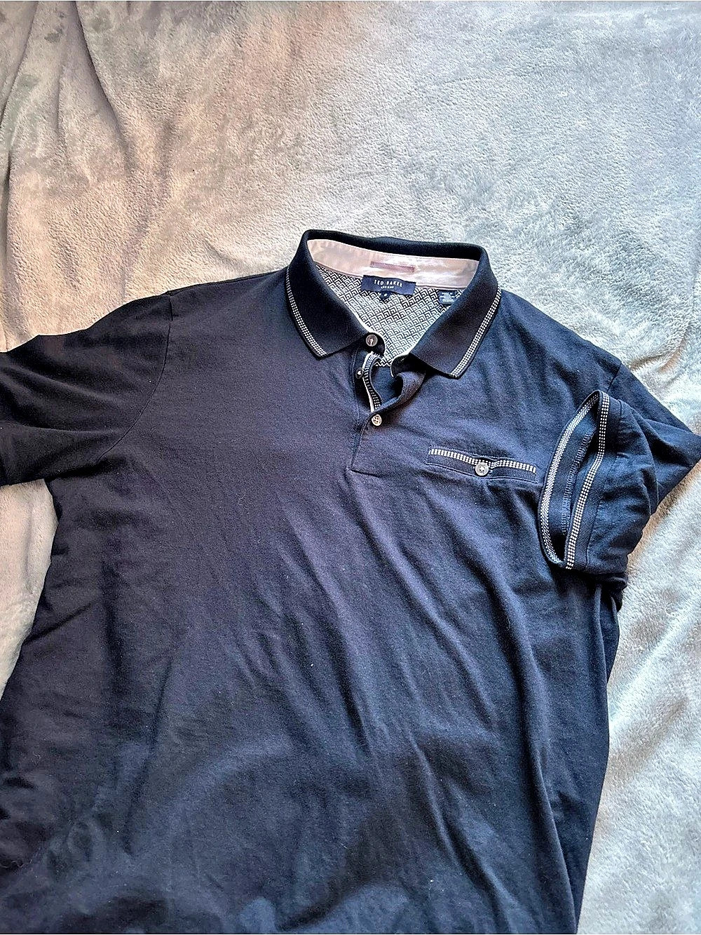 Ted Baker Tortila Slim Fit Tipped Pocket Polo Men's Black Medium